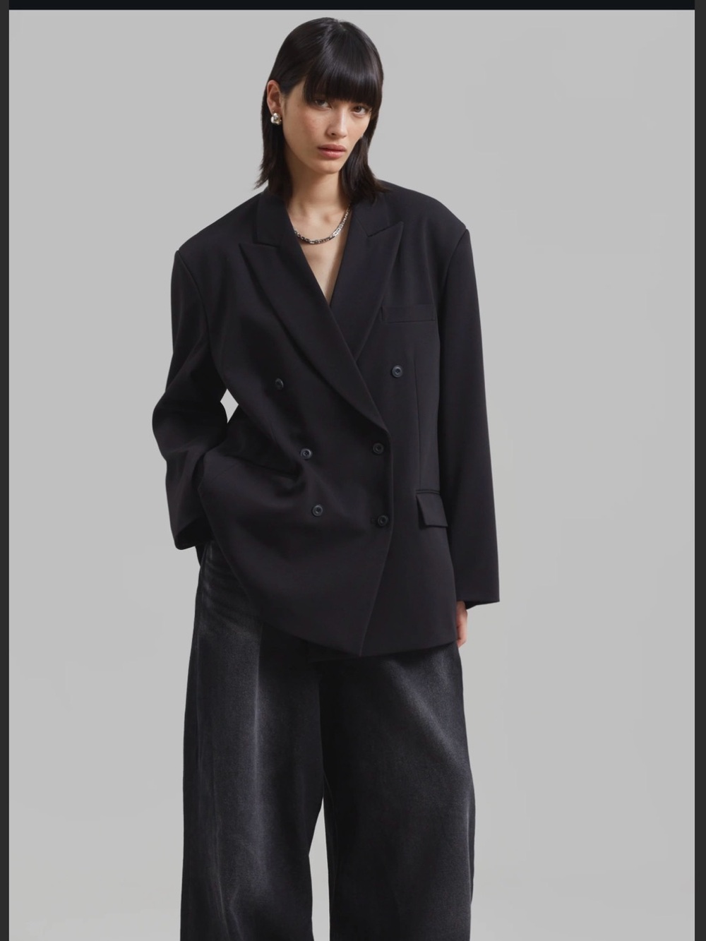The Frankie Shop Kelsey Double Breasted Blazer Black